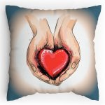 Polštářek s potiskem Srdce na dlani - na prsten