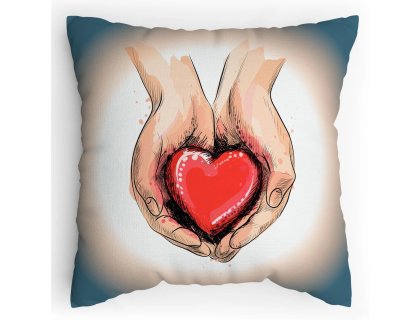 Polštářek s potiskem Srdce na dlani - na prsten