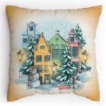 Polštářek s potiskem Sváteční ulice Pastelky