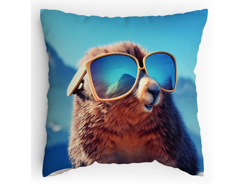 Polštářek s potiskem Sysel v brýlích