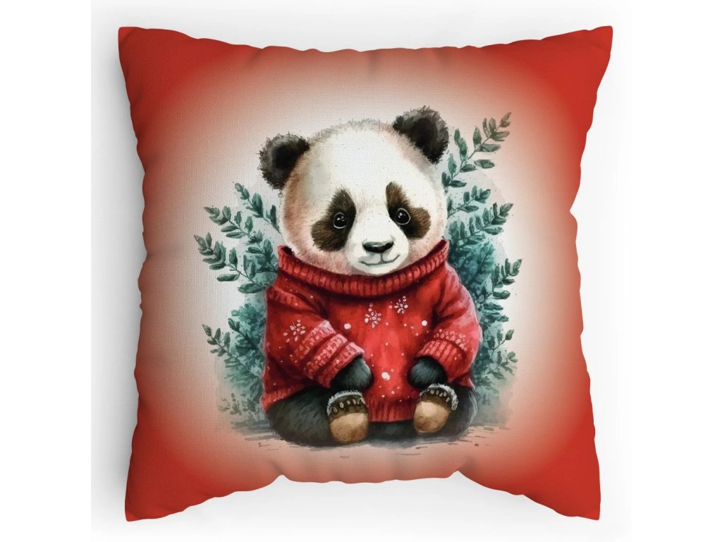 Polštářek s potiskem Vánoční panda