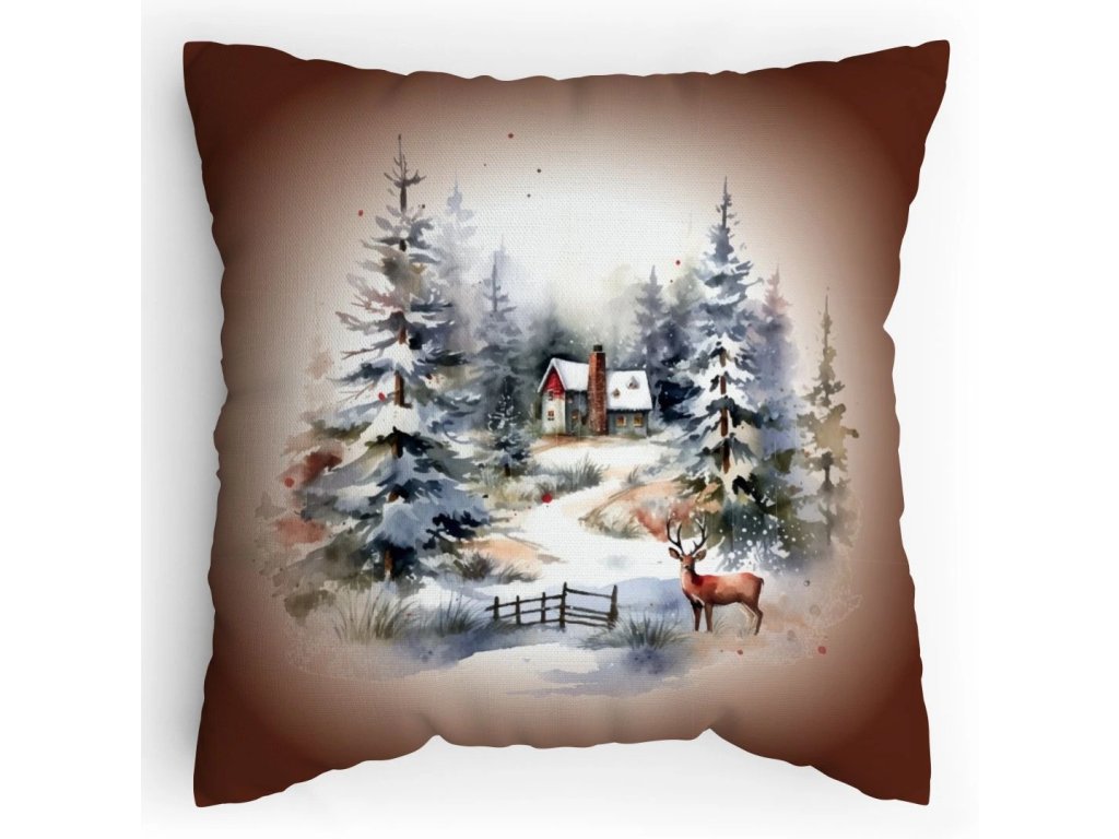 Polštářek s potiskem Vánoce v horách