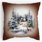 Polštářek s potiskem Vánoce v horách