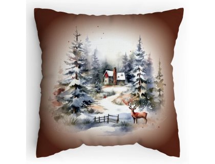 Polštářek s potiskem Vánoce v horách