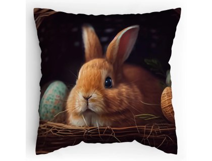 Polštářek s potiskem Velikonoční zajíček v košíku 2