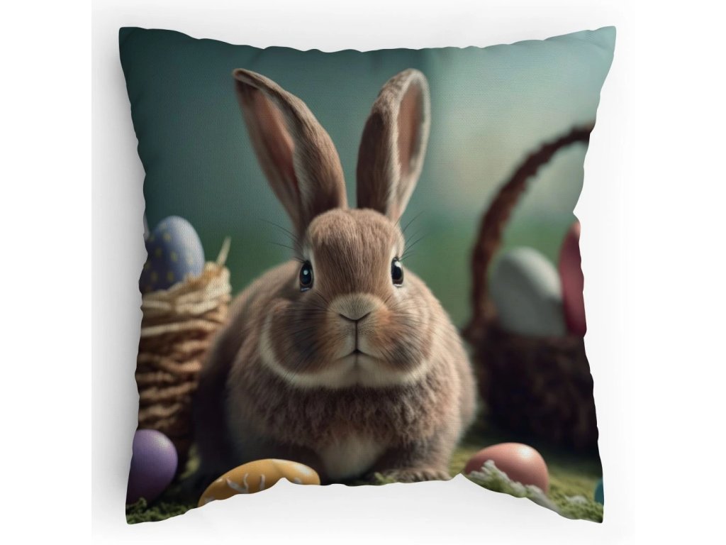 Polštářek s potiskem Zajíček a košíky