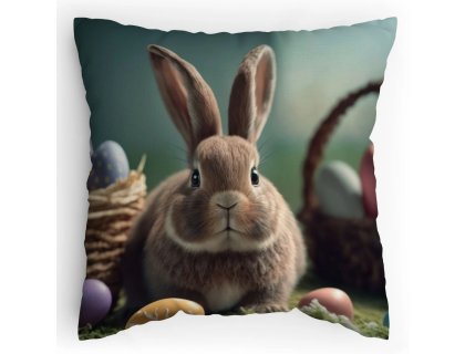 Polštářek s potiskem Zajíček a košíky