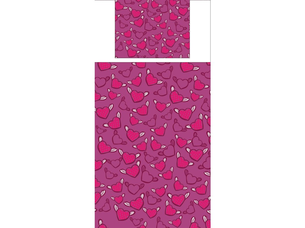 Povlečení s potiskem Poletavá srdíčka