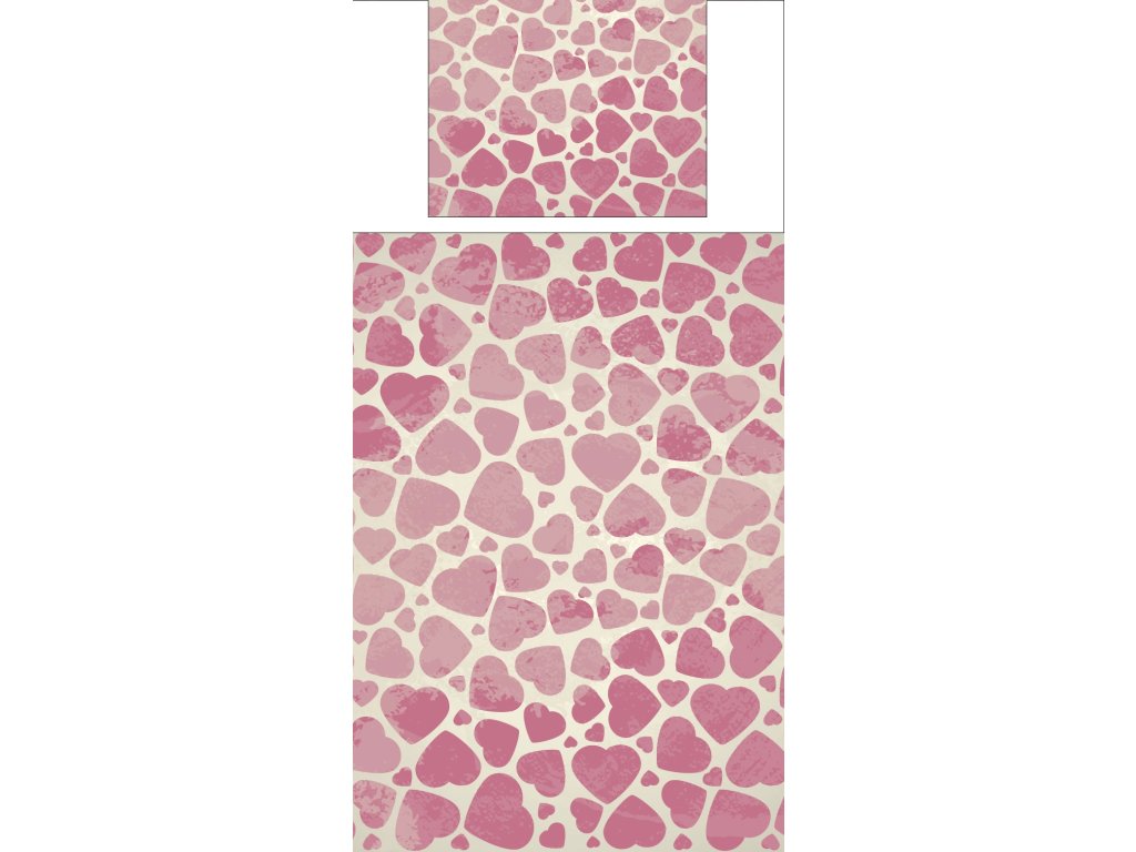 Povlečení s potiskem Starorůžová srdíčka