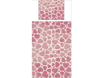 Povlečení s potiskem Starorůžová srdíčka