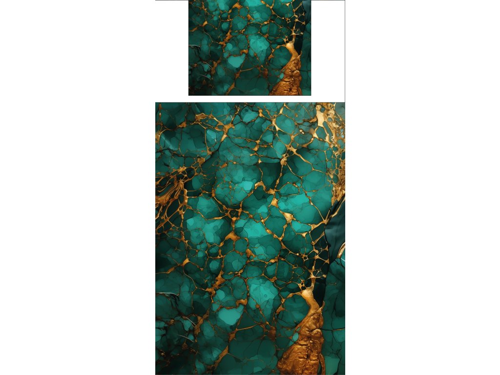 Povlečení s potiskem Zelenozlatý mramor