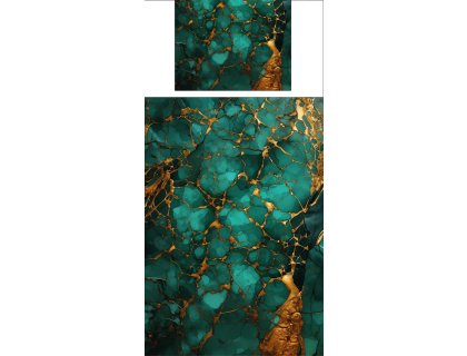 Povlečení s potiskem Zelenozlatý mramor