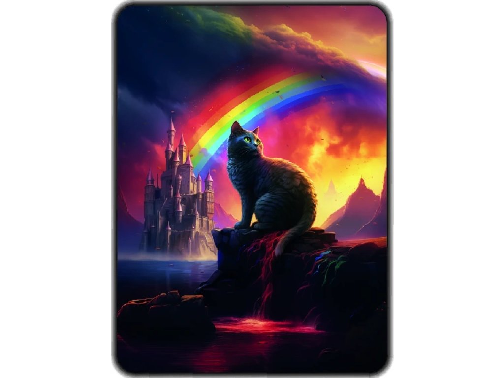 Přikrývka s potiskem Duhová kočka