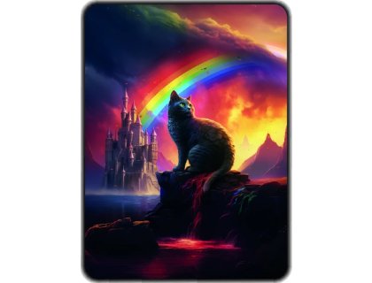 Přikrývka s potiskem Duhová kočka