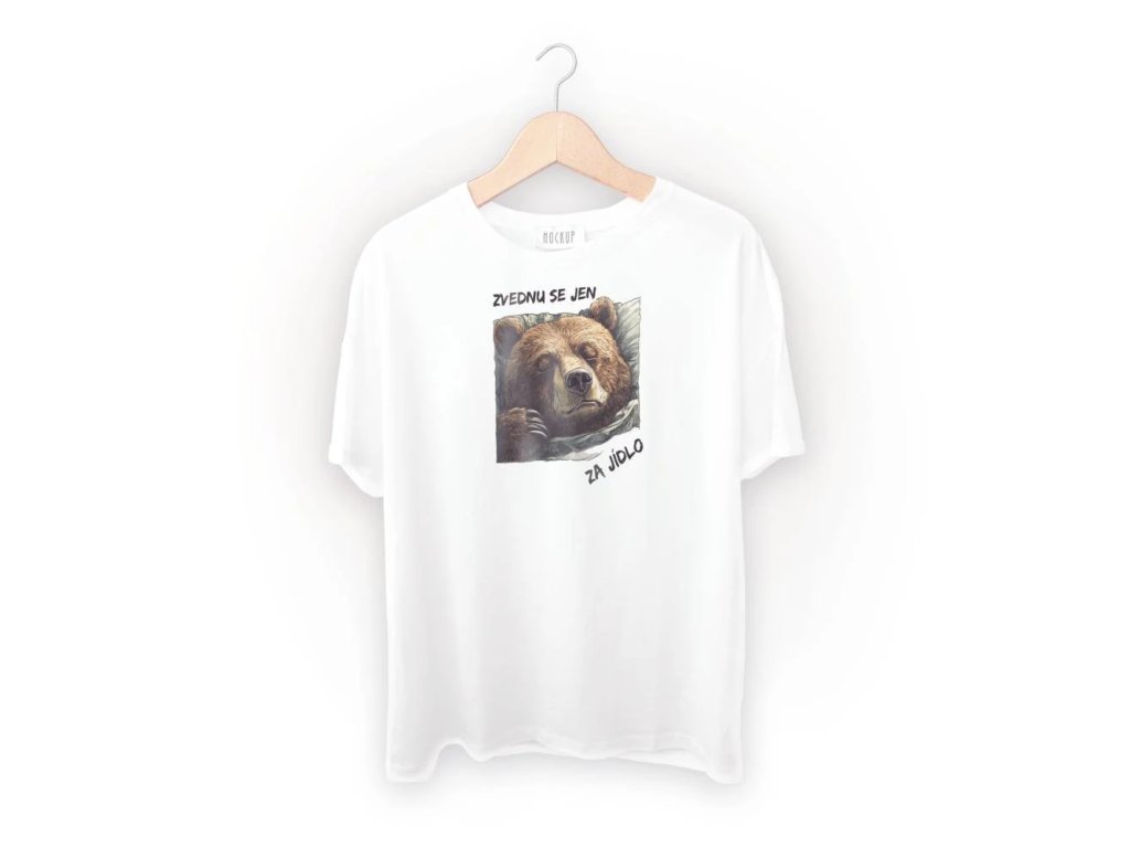 Spací triko s potiskem Vstávám jen za jídlo