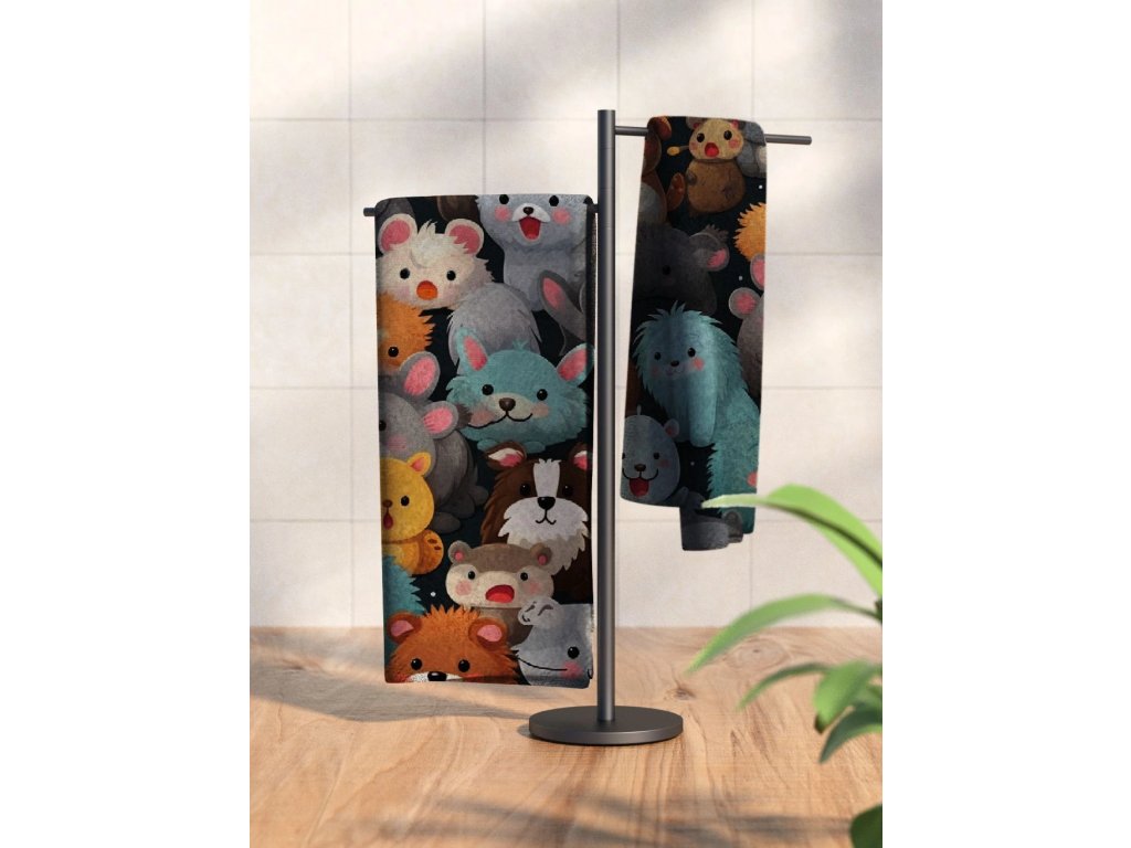 Ručník s potiskem Hromada zvířátek