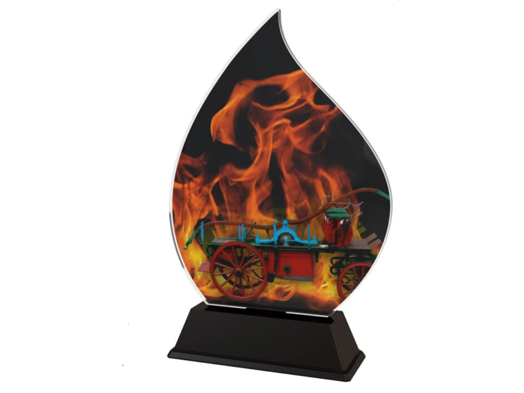 Barevná akrylátová trofej ruční zápřahová stříkačka ACFIREM2