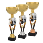 Barevná akrylátová trofej s držákem v motivu hasičské helmy ACUPGOLD M08