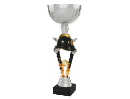 Barevná akrylátová trofej s držákem v motivu hasičské helmy ACUPSILVM52