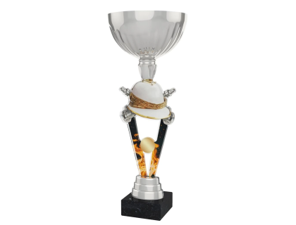 Barevná akrylátová trofej s držákem v motivu hasičské helmy ACUPSILVM57