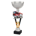 Barevná akrylátová trofej s držákem v motivu hasičského auta ACUPSILVM54