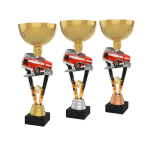 Barevná akrylátová trofej s držákem v motivu hasičského auta ACUPGOLD M50