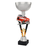 Barevná akrylátová trofej s držákem v motivu hasičského auta ACUPSILVM50