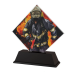 Barevná akrylátová trofej s hasičem ACSQM1