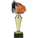 Barevná akrylátová trofej s hasičem a ohněm ABT0001M33
