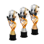 Barevná akrylátová trofej s hasičskou helmou a držákem s motivem ohně ACTA001M21