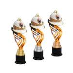 Barevná akrylátová trofej s hasičskou helmou a držákem v motivu ohně ACTA001M23