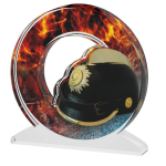 Barevná akrylátová trofej s hasičskou helmou a ohněm ACTWH02001