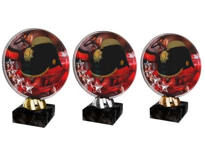 Barevná akrylátová trofej s hasičskou helmou ACL2103M44