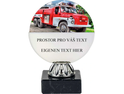 Barevná akrylátová trofej s hasičským autem a vlastním textem ACL6NM17