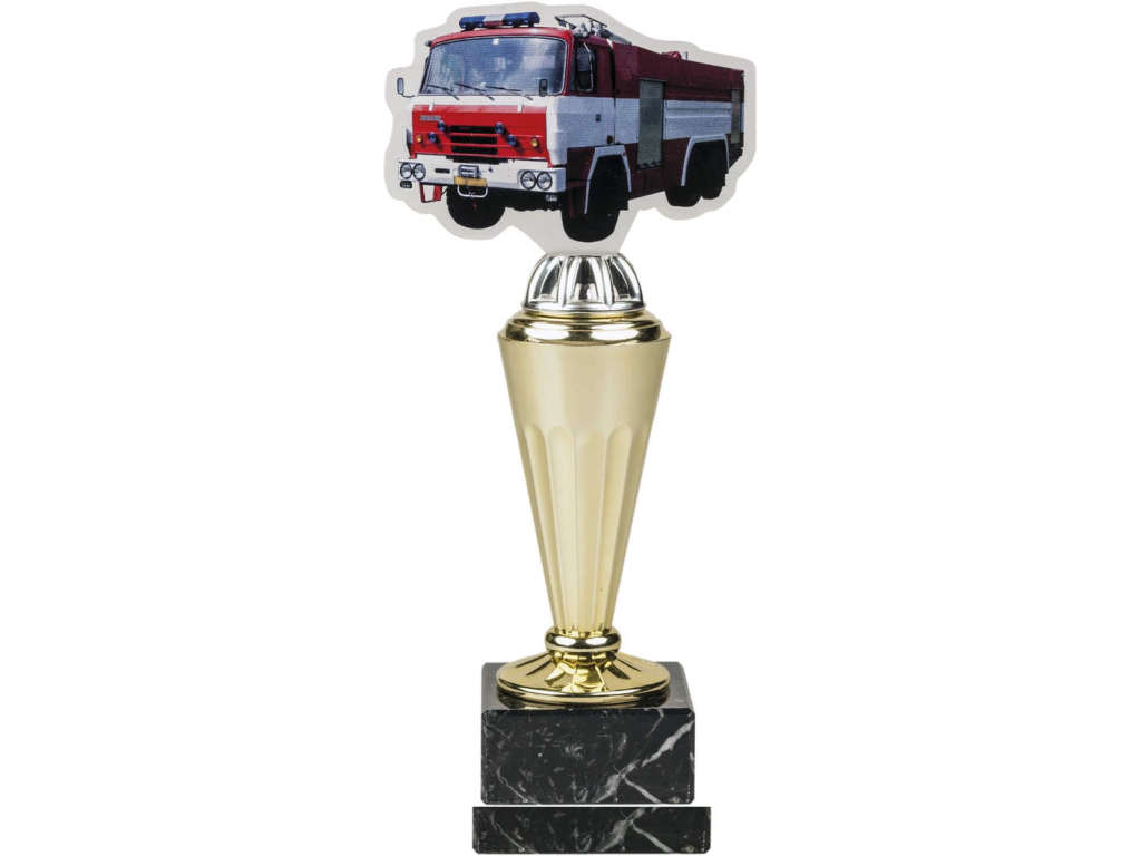 Barevná akrylátová trofej s hasičským autem ABT0001M29