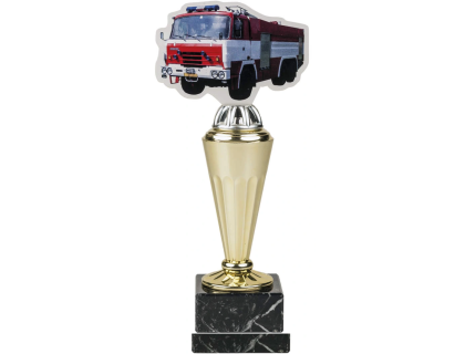 Barevná akrylátová trofej s hasičským autem ABT0001M29