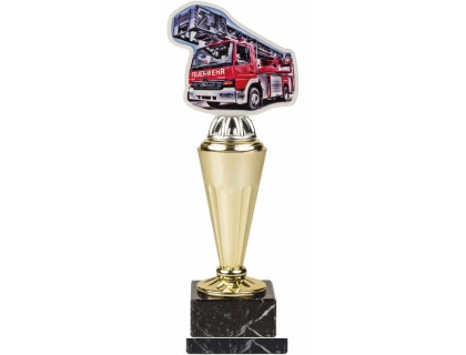 Barevná akrylátová trofej s hasičským autem a žebříkem ABT0001M32
