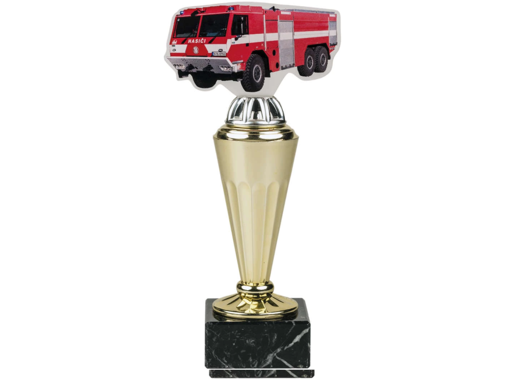 Barevná akrylátová trofej s hasičským autem ABT0001M30