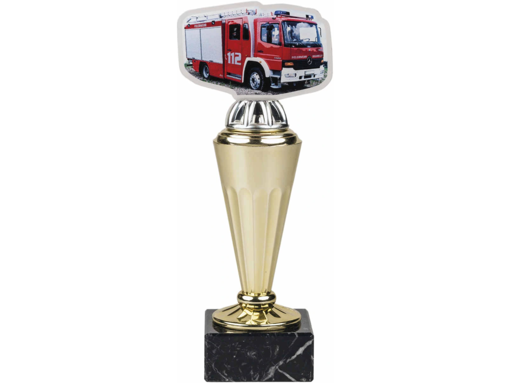 Barevná akrylátová trofej s hasičským autem ABT0001M31