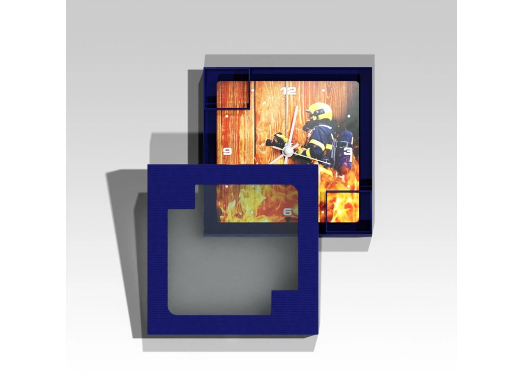 Čtvercové hasičské hodiny Zásah