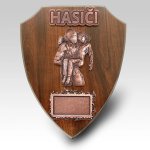 Dřevěná plaketa erb hasič zachraňuje dítě 22,5x18cm
