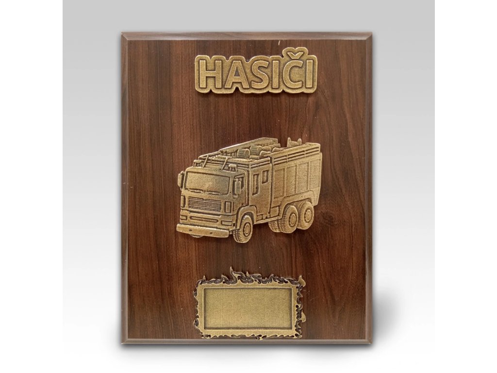 Dřevěná plaketa hasičské auto 25x20cm P01