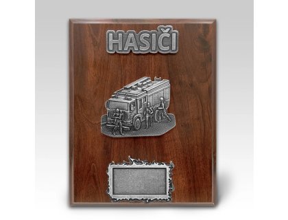 Dřevěná plaketa hasiči v akci 25x20cm