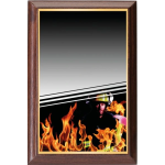 Dřevěná plaketa s ohněm a hasičem, možnost vlastního nápisu PLP3M27