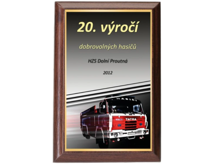 Dřevěná plaketa hasičské auto PLP3M35