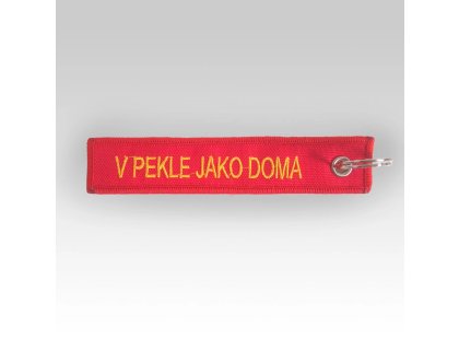 Hasičská klíčenka vyšívaná Hasička v pekle jako doma