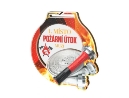 Hasičská medaile 70mm s požární hadicí MDAW001M05
