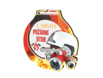 Hasičská medaile 70mm s hasičskou helmou MDAW001M06
