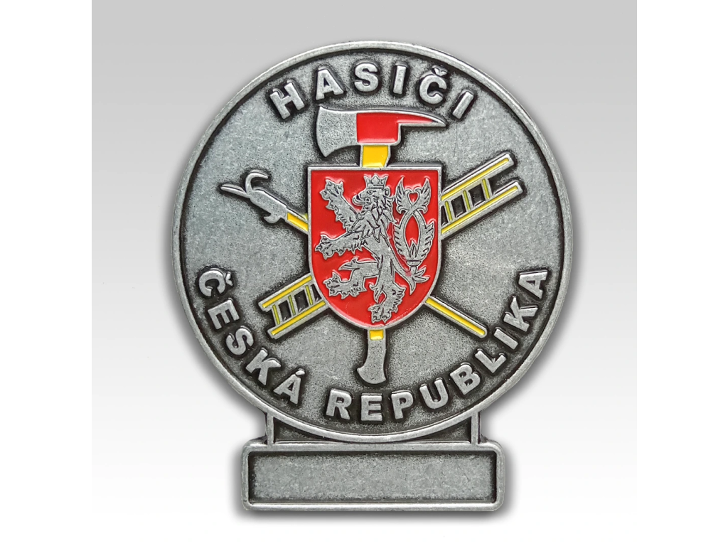 Hasičská medaile barvená se štítkem