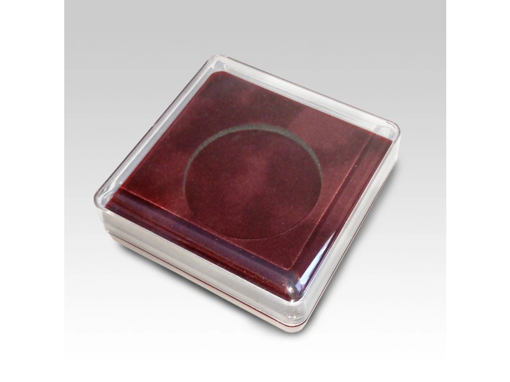 Krabička na medaili s průhledným víčkem červená